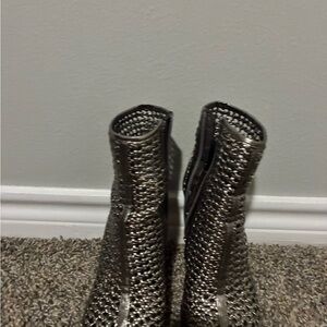 Vince Camuto Silver Woven Ankle Booties